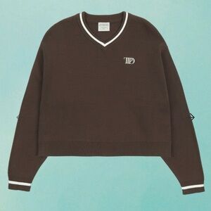 Taylor Swift TTPD V-NECK CROPPED SWEATER Preppy tortured poets department
